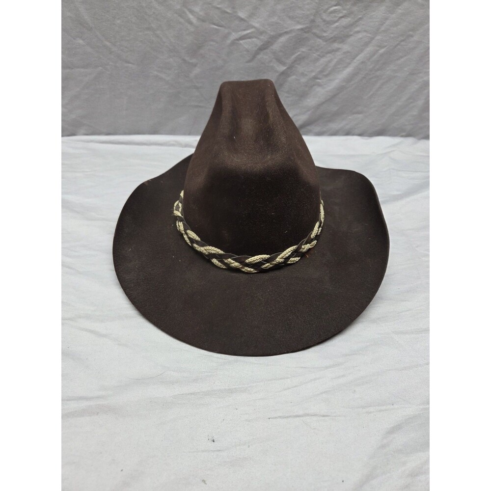Vintage Dynafelt Western Cowboy Hat Fur Blend Water Repellent Brown